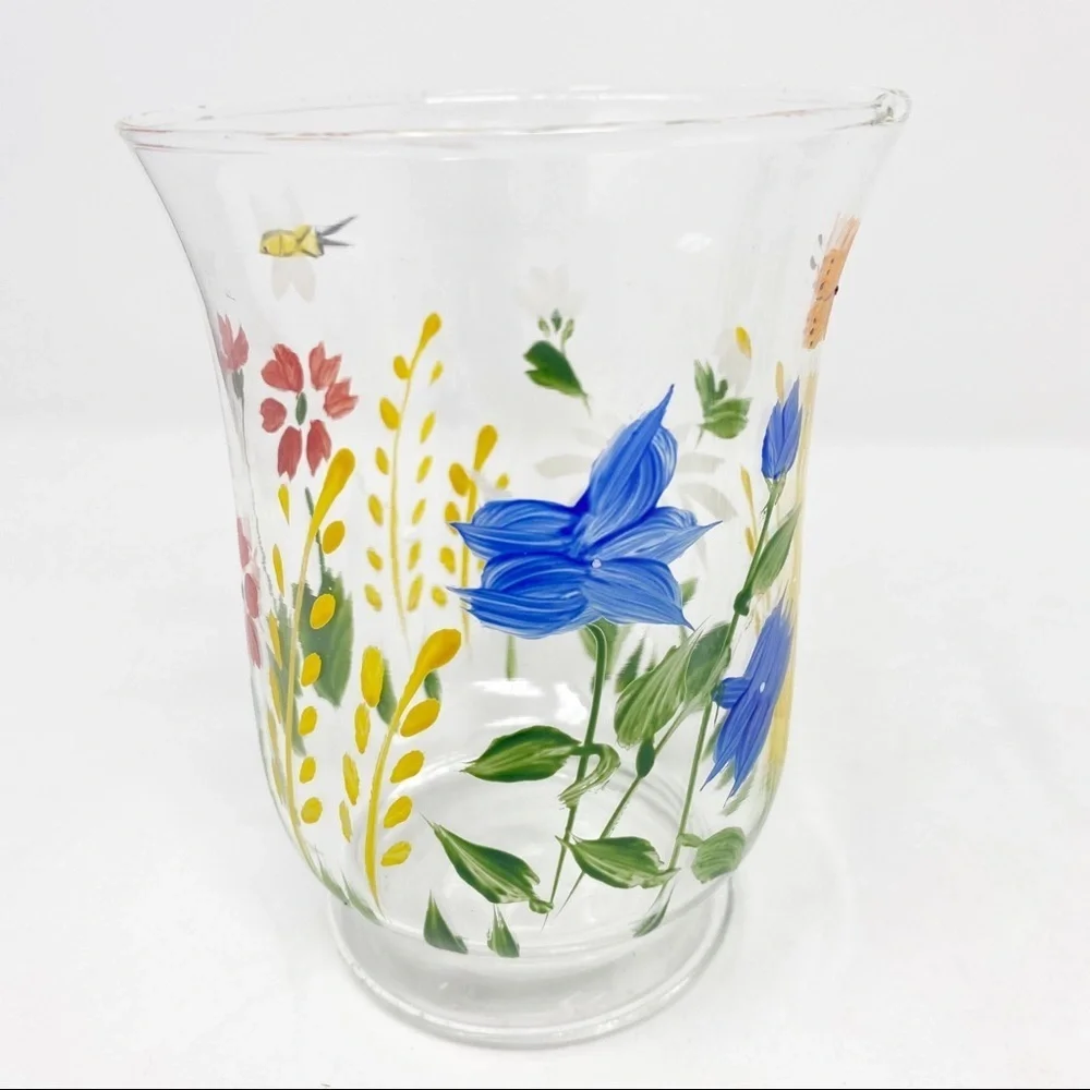HALLMARK 3 Hand Painted Floral Candle Holders